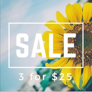 All items with a blue dot are 3 for $25!